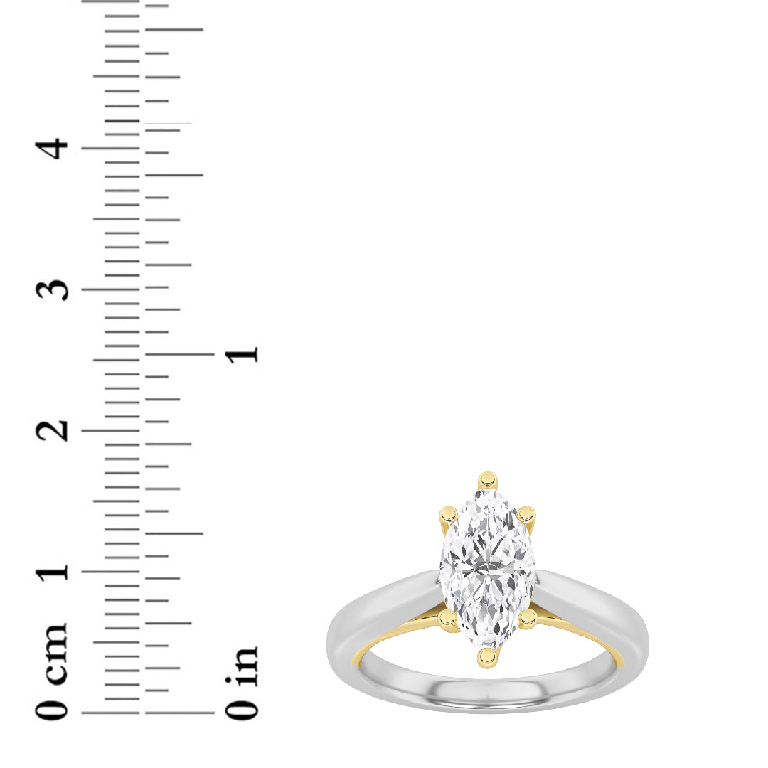 3CTW Marquise Lab-Grown Diamond Prong Cathedral Solitaire Ring 1 Stone