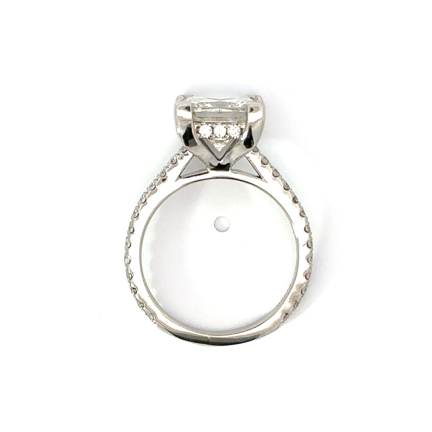 Hidden Halo Pave Cathedral Engagement Ring in Platinum