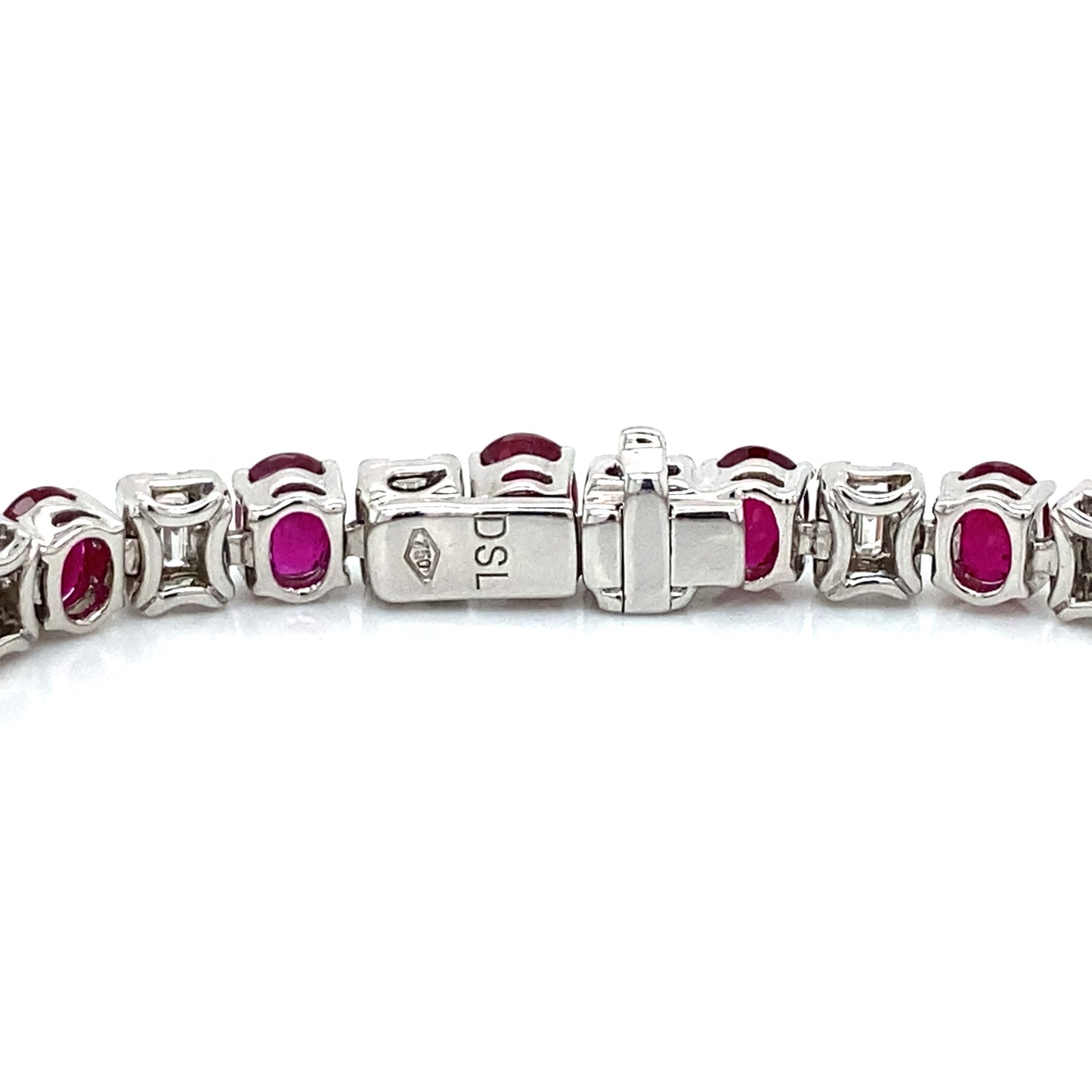 Ruby and Diamond Tennis Bracelet in 18K White Gold
