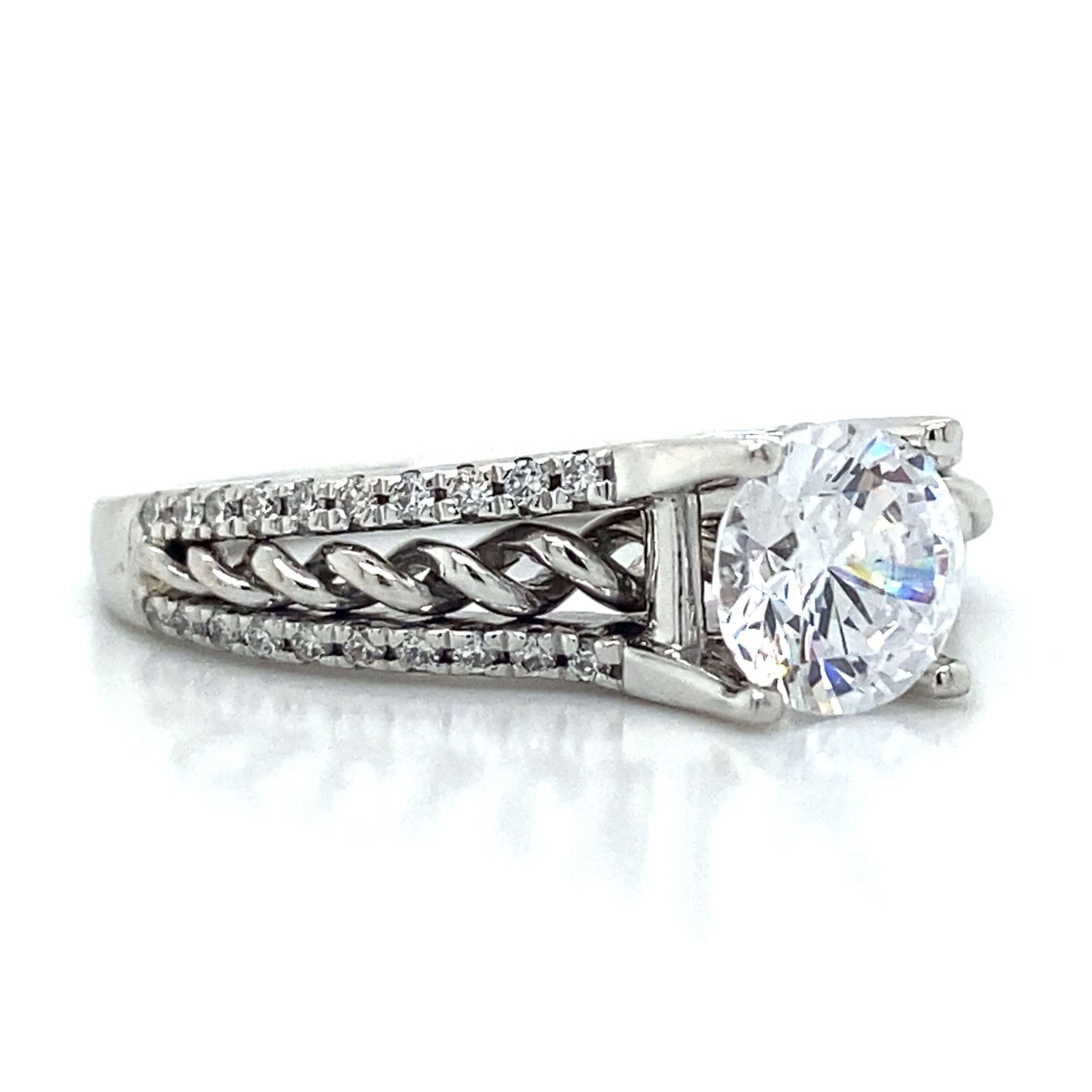Ritani Pave Split Shank Engagement Ring in 18K White Gold