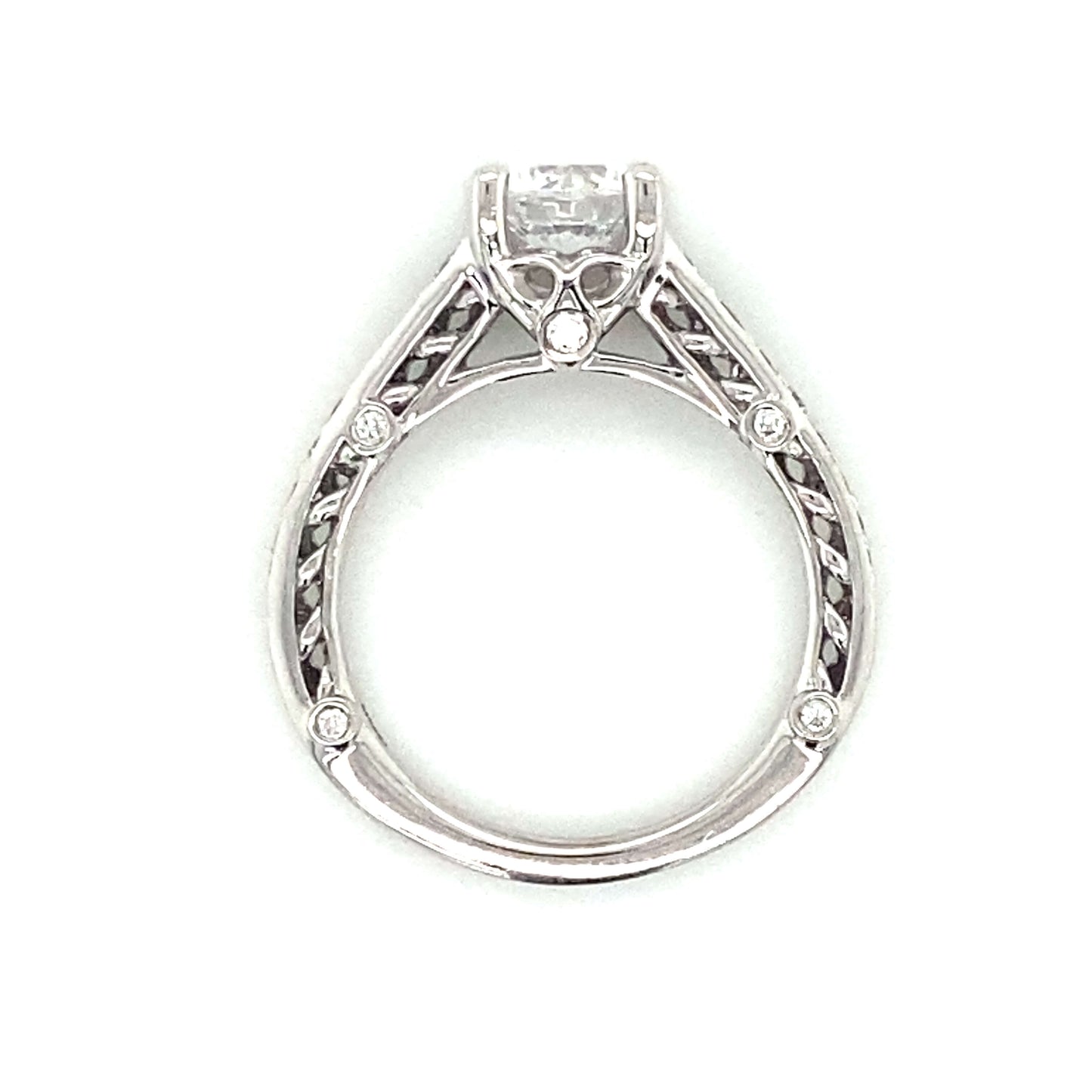Ritani Pave Graduating Engagement Ring in 18K White Gold