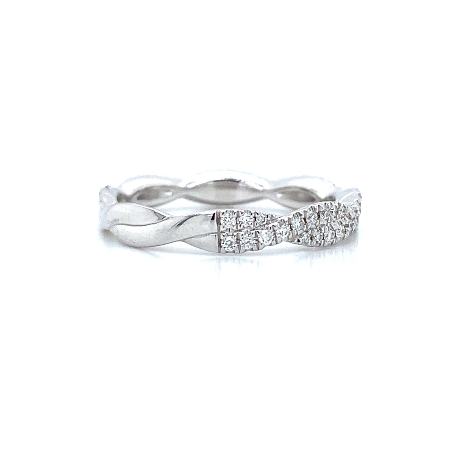 Half Eternity Twist Band in 14K White Gold