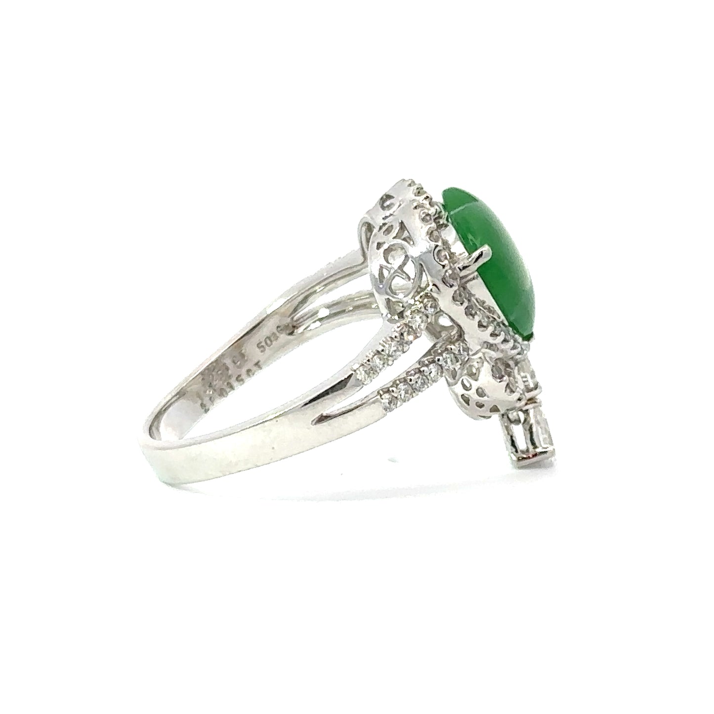 Heart Shaped Jade Ring in 18K White Gold