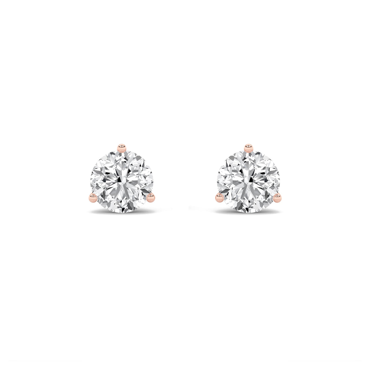 1CTW Round Lab-Grown Diamond Three Prong Martini Stud Earrings 2 Stones F Color