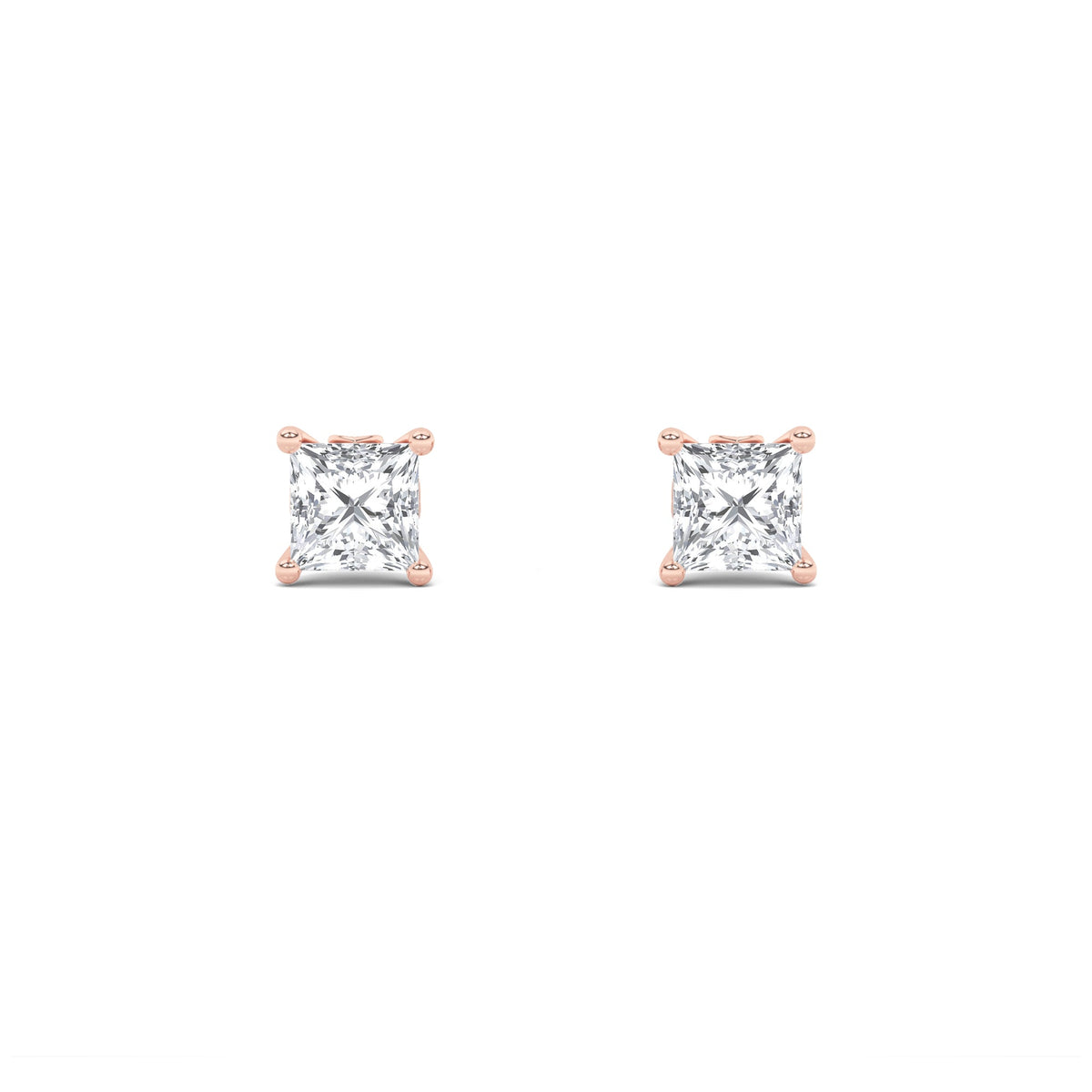 2CTW Princess Lab-Grown Diamond Prong Tulip Head Stud Earrings 18 Stones