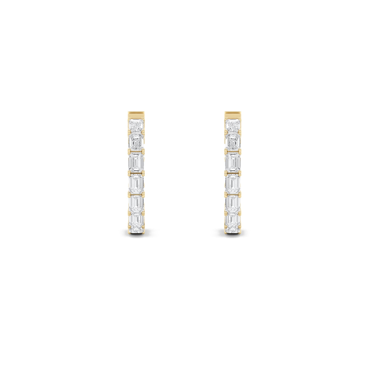 4CTW Emerald Lab-Grown Diamond Prong Hoop|Huggies Inside Out Hoop Earrings 22 Stones