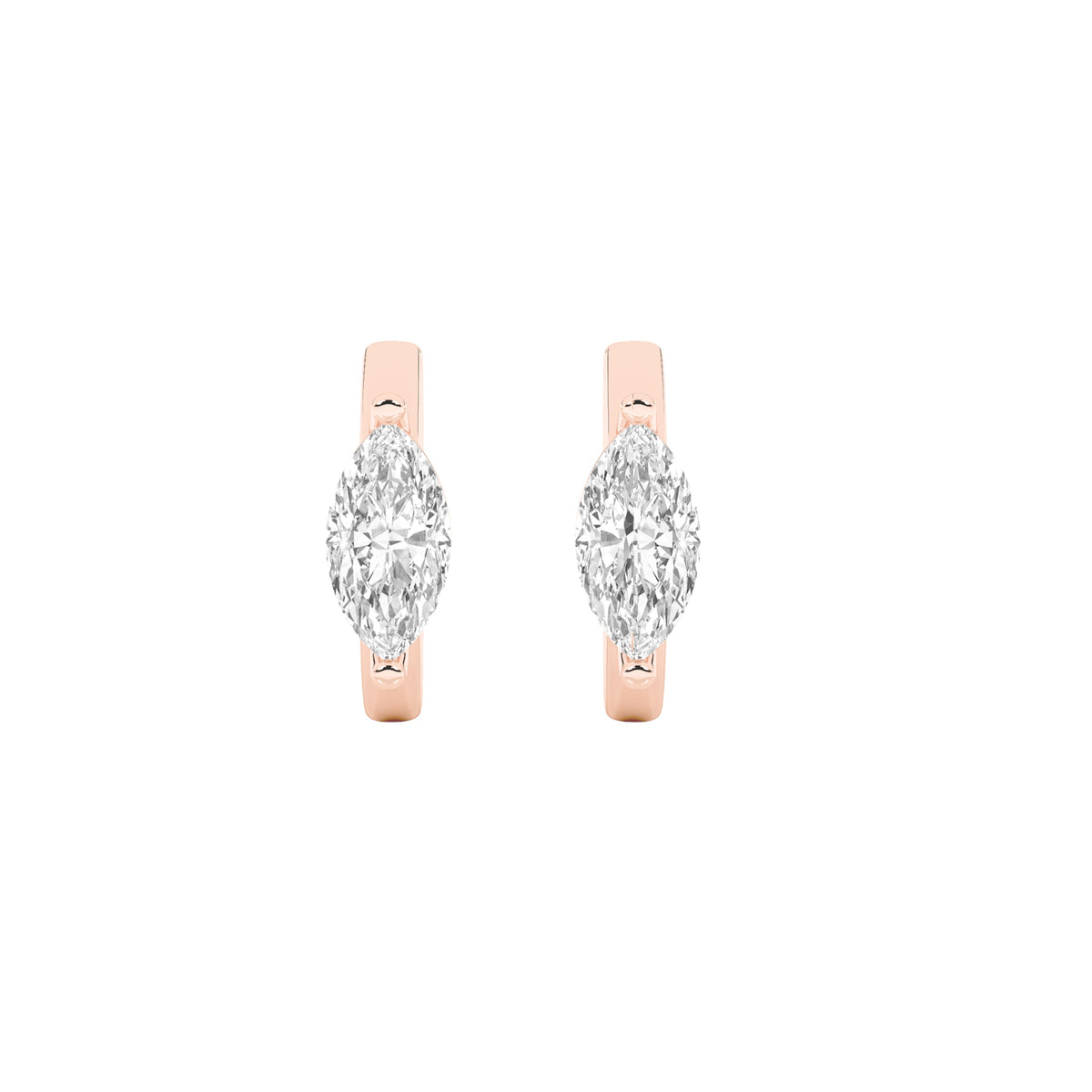 3.25CTW Marquise Lab-Grown Diamond Prong Solitaire Huggie Earrings 2 Stones