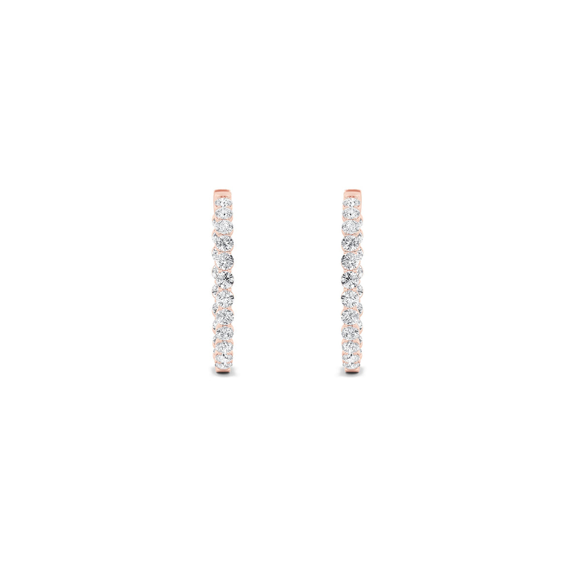 7CTW Round Lab-Grown Diamond Prong Inside Out Hoop Earrings 42 Stones 3.65mm Width