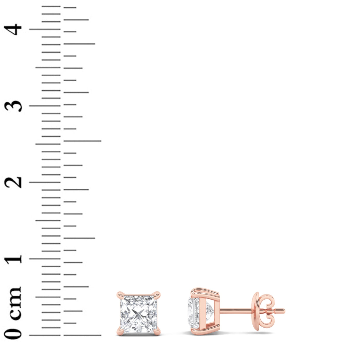 2CTW Princess Lab-Grown Diamond Prong Classic Basket Set Stud Earrings 2 Stones