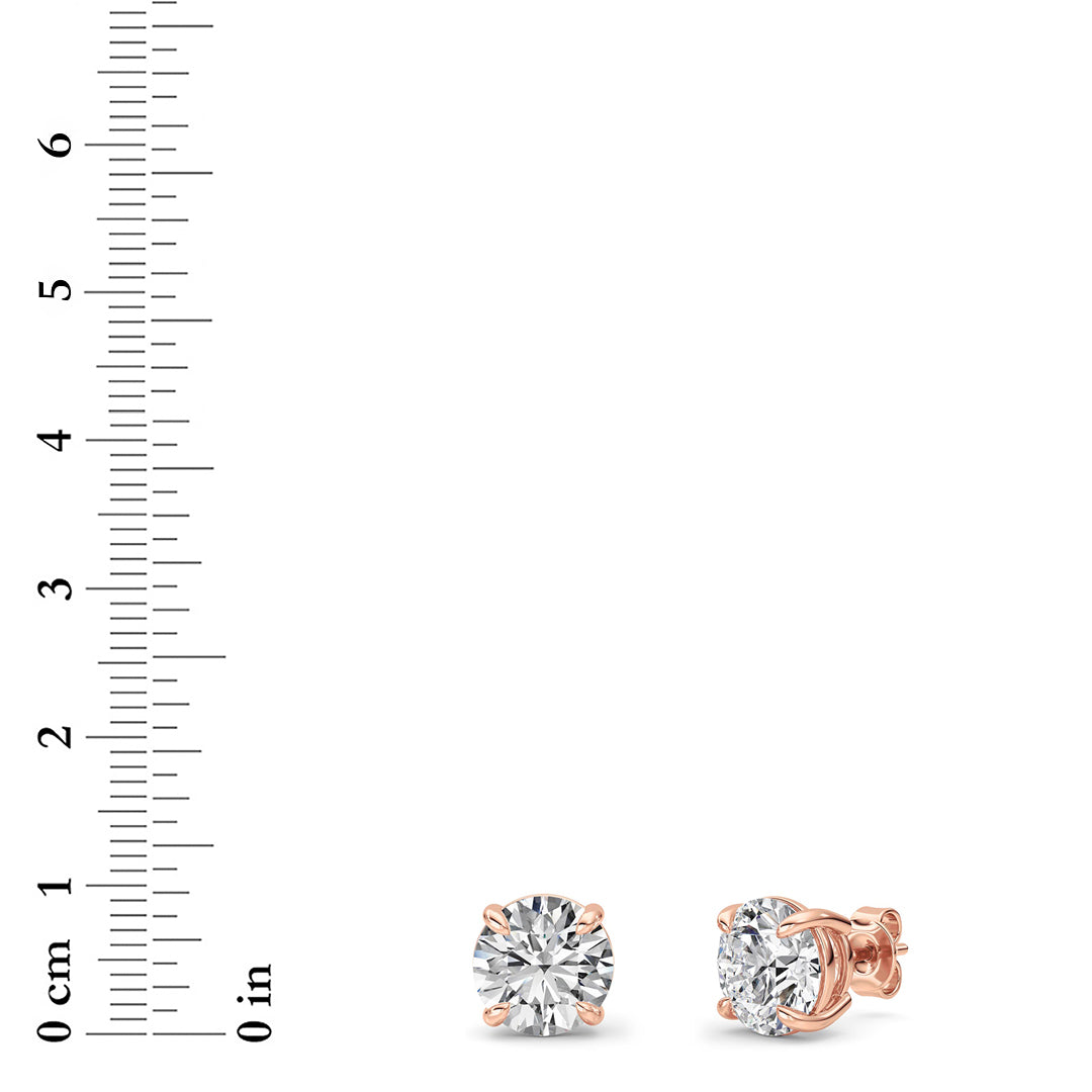6CTW Round Lab-Grown Diamond Prong Classic Basket Set Stud Earrings 2 Stones
