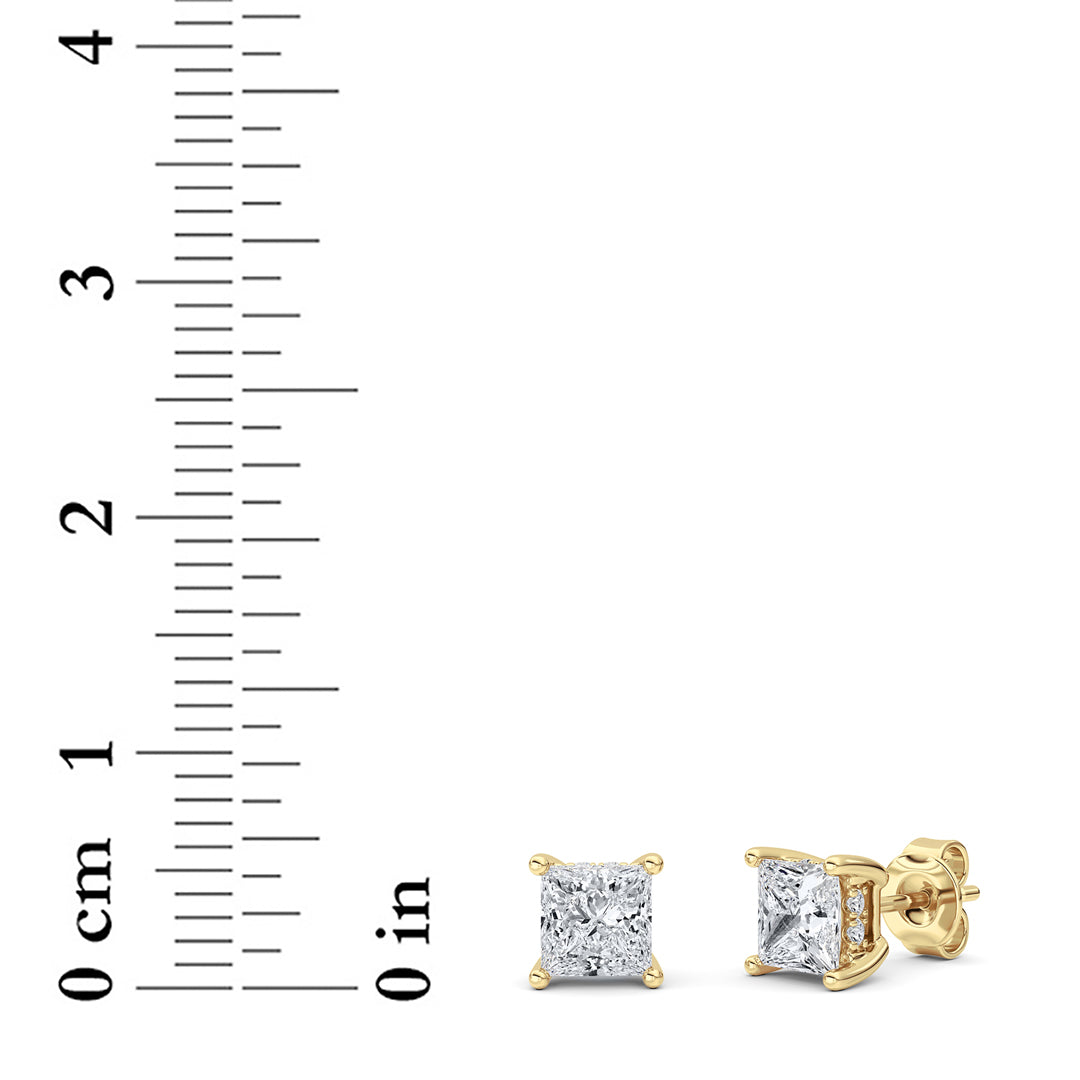 2CTW Princess Lab-Grown Diamond Prong Hidden Halo Stud Earrings 18 Stones