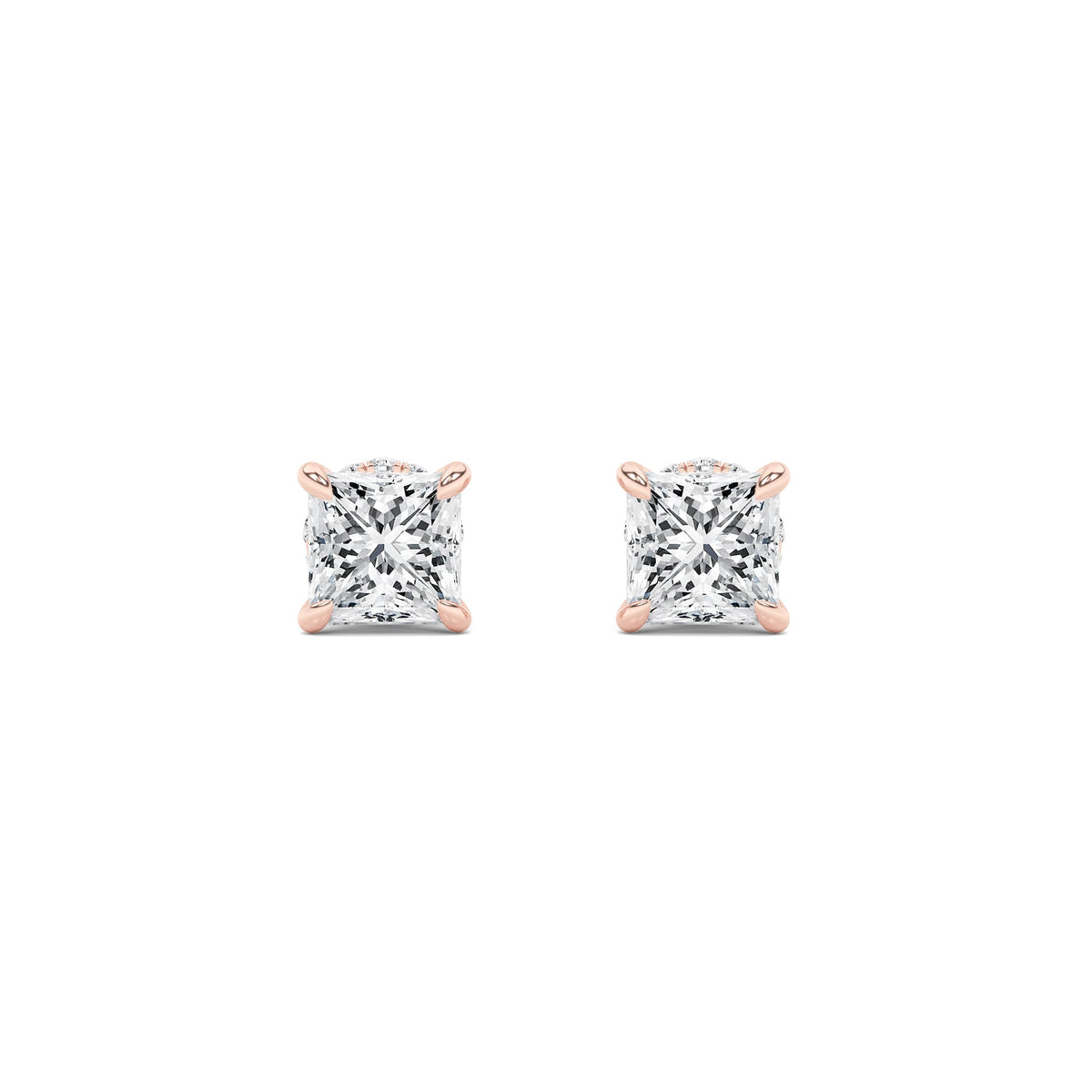 3CTW Princess Lab-Grown Diamond Prong Hidden Halo Stud Earrings 26 Stones 2.82ct Center