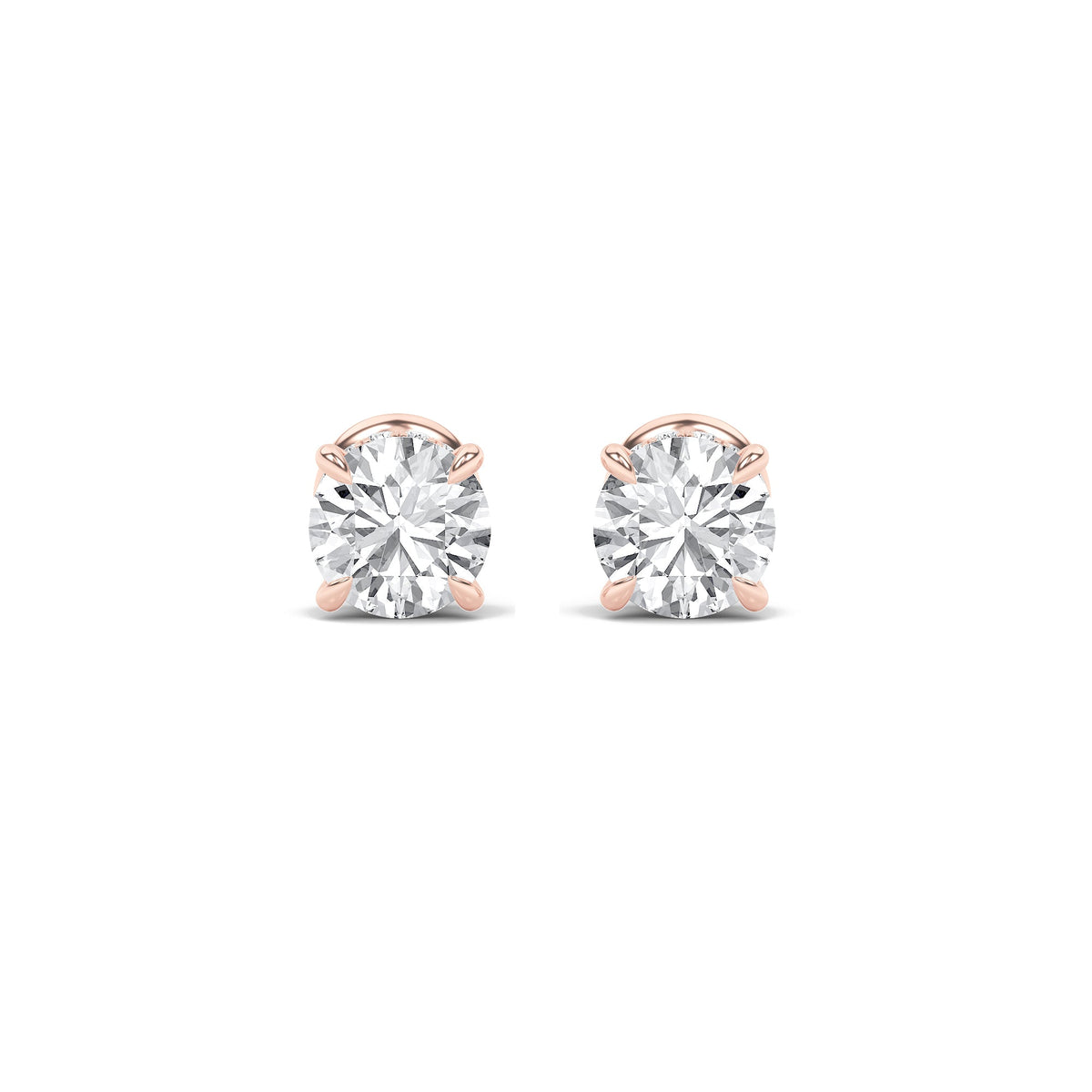 2CTW Round Lab-Grown Diamond Prong Hidden Halo Stud Earrings 28 Stones