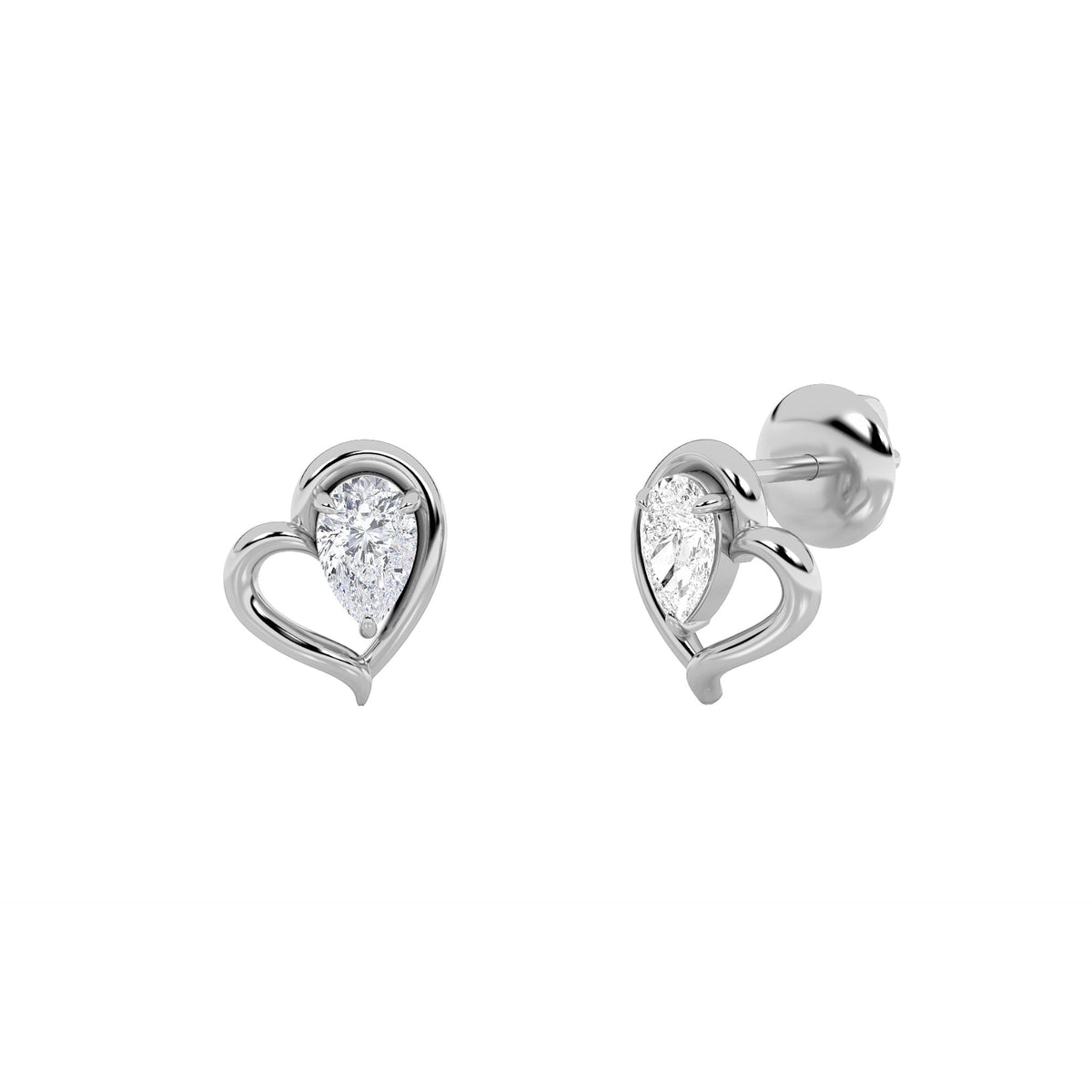 0.5CTW Pear Lab-Grown Diamond Prong Heart Earrings 2 Stones