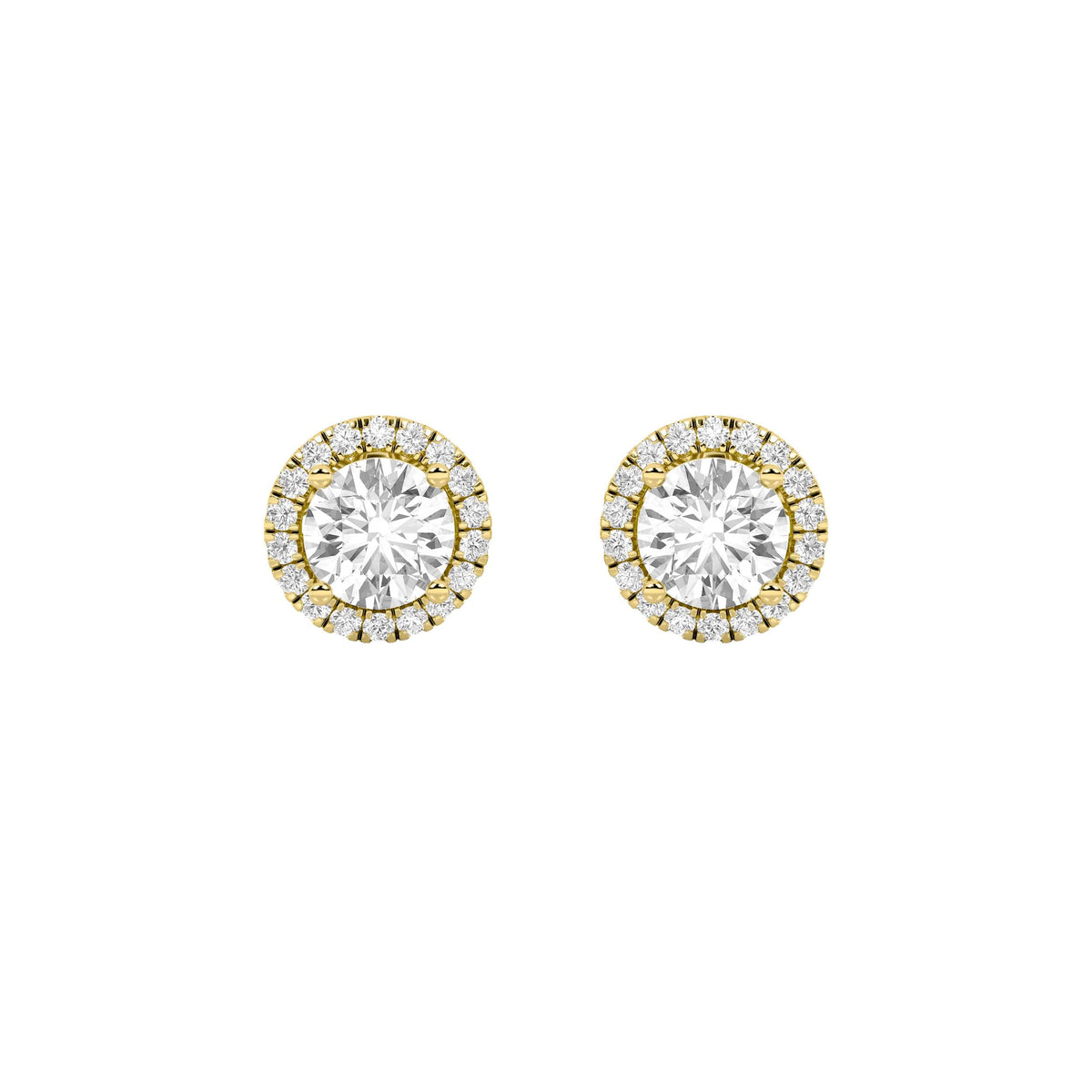 3CTW Round Lab-Grown Diamond Prong Halo Stud Earrings 38 Stones