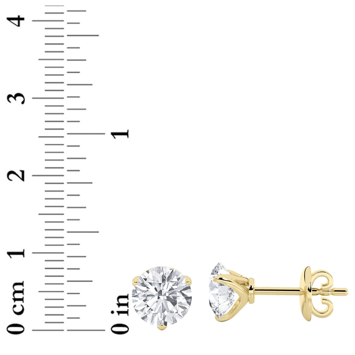 4CTW Round Lab-Grown Diamond Prong Stud Earrings 2 Stones 8.2mm Length
