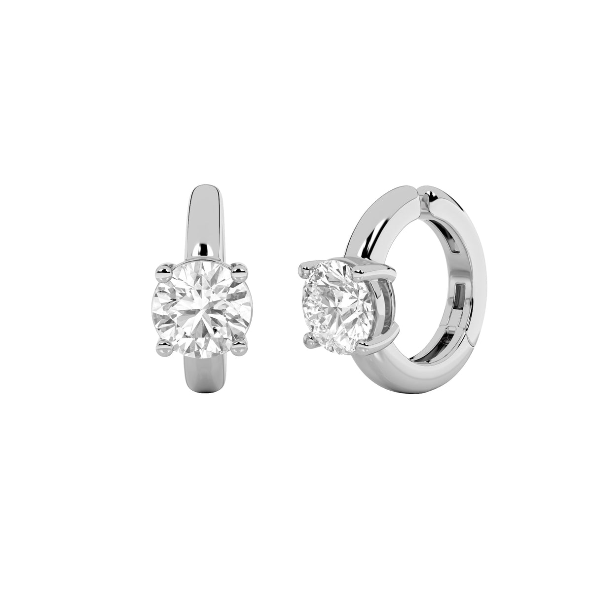 0.25CTW Round Lab-Grown Diamond Prong Huggie Cuff Half Pair Earrings 1 Stone