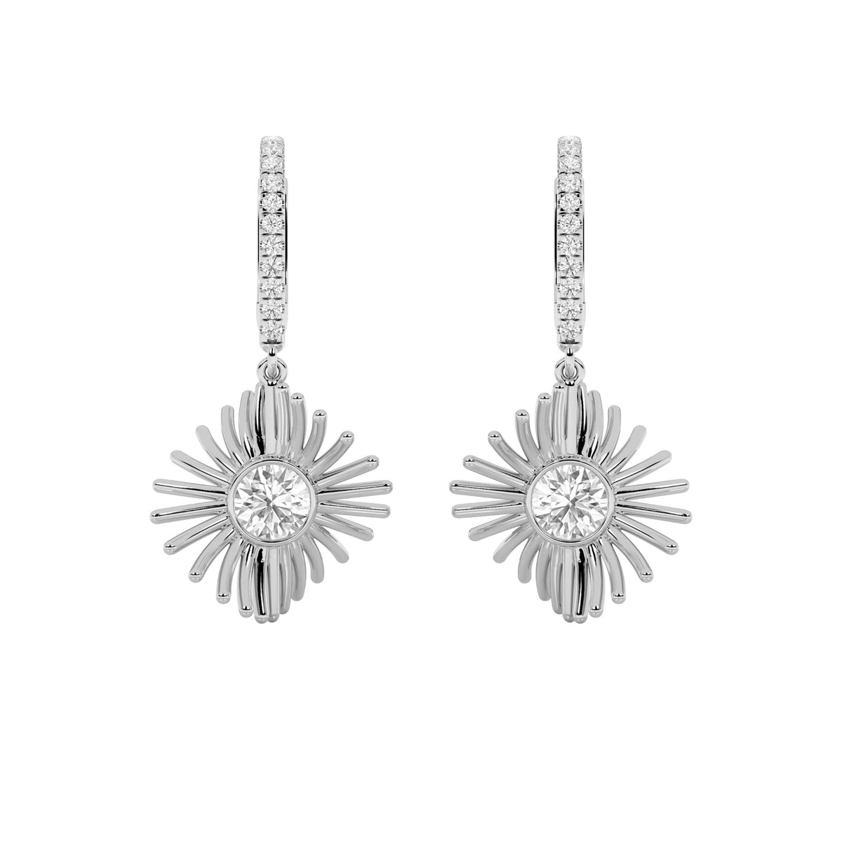 1CTW Round Lab-Grown Diamond Bezel Prong Dangle Fashion Earrings 24 Stones