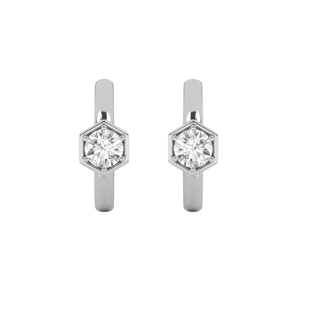 0.5CTW Round Lab-Grown Diamond Prong Hoop Earrings 2 Stones