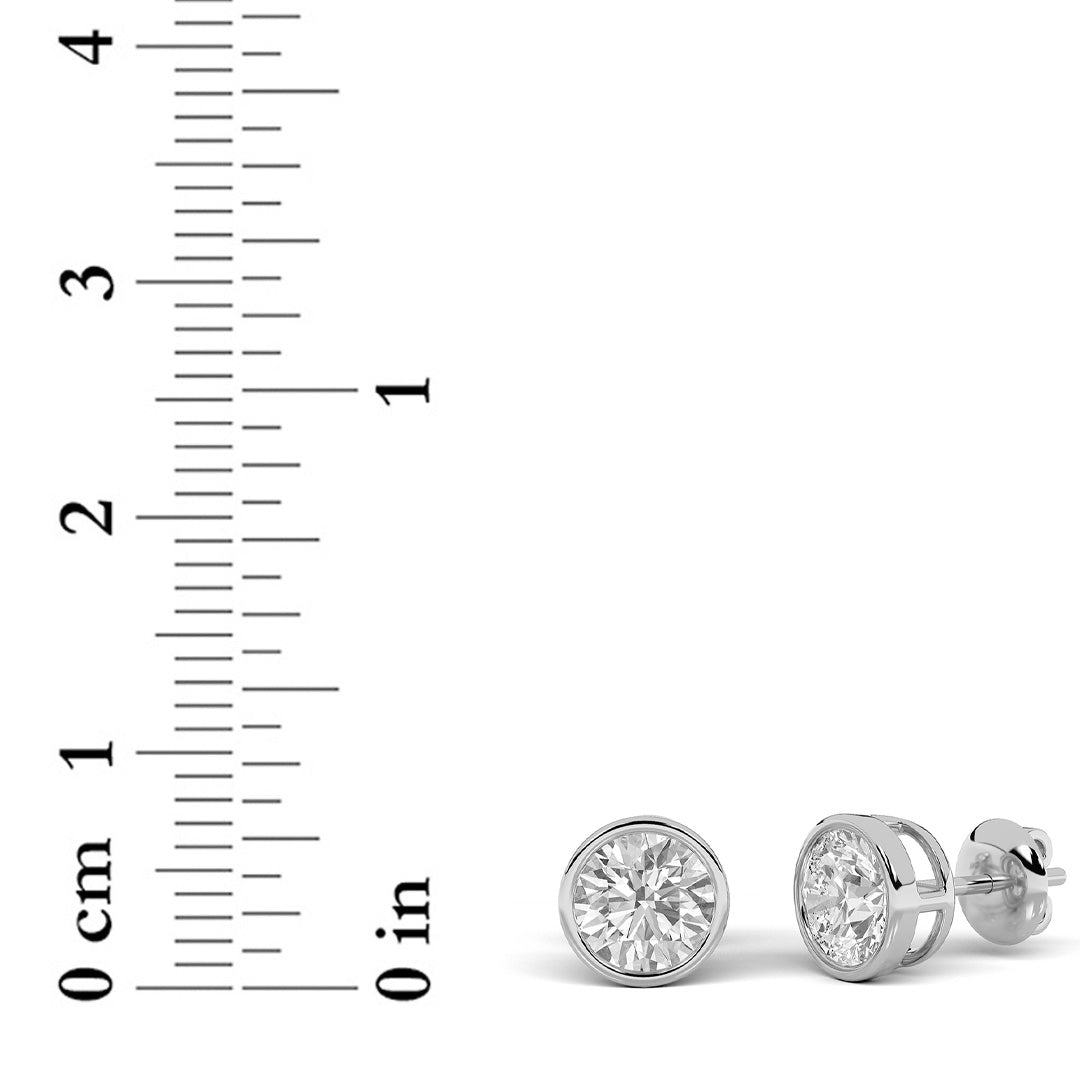 4CTW Round Lab-Grown Diamond Basket Bezel Stud Earrings 2 Stones