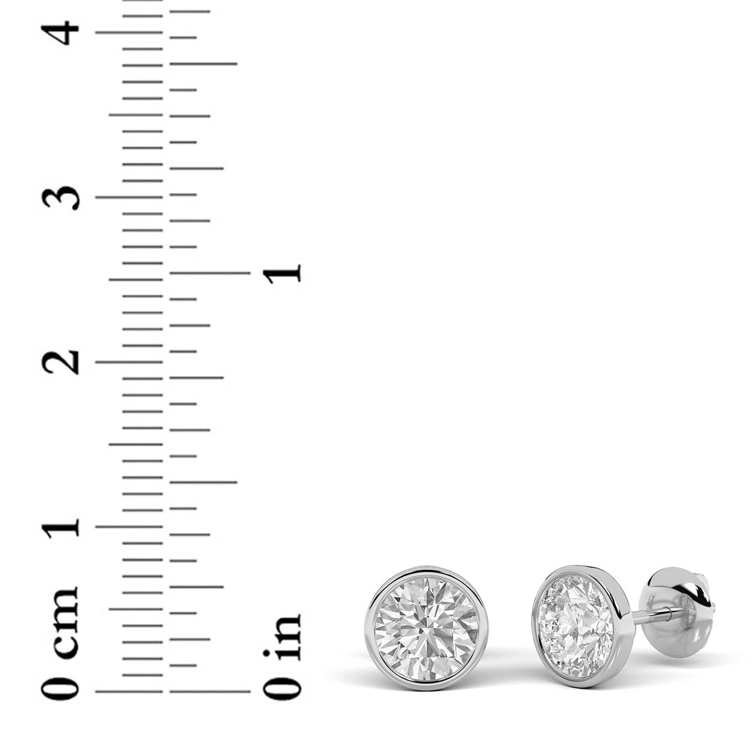 4CTW Round Lab-Grown Diamond Martini Bezel Stud Earrings 2 Stones