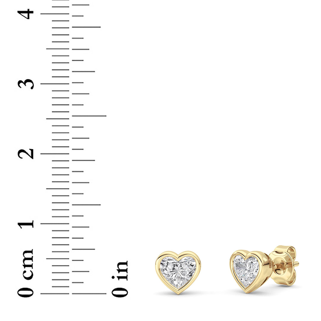 1CTW Heart Lab-Grown Diamond Bezel Set Stud Earrings 2 Stones