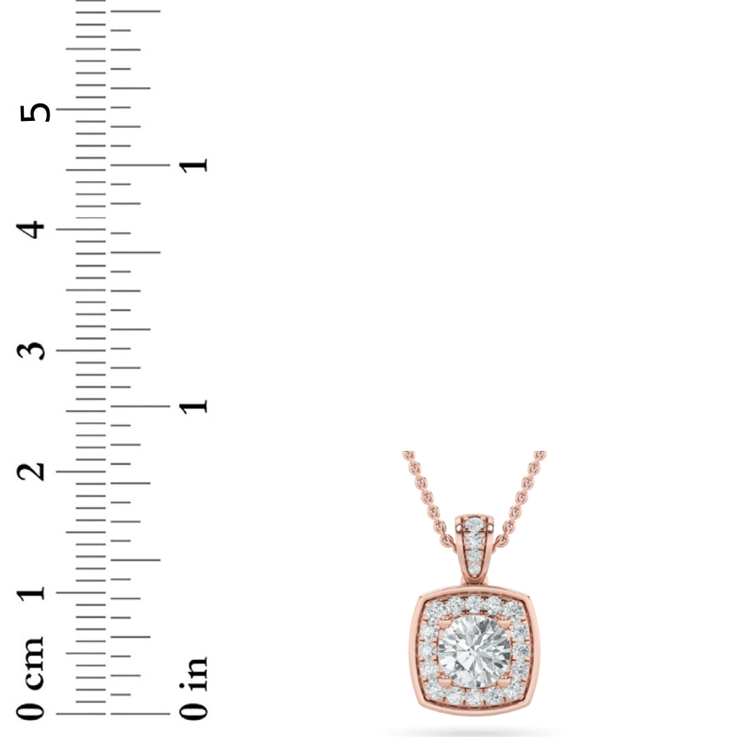 0.75CTW Round Lab-Grown Diamond Prong Halo Pendant 26 Stones