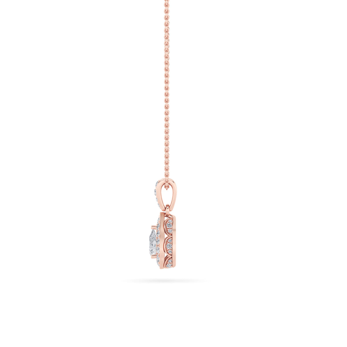 0.75CTW Pear Lab-Grown Diamond Prong Halo Pendant 36 Stones