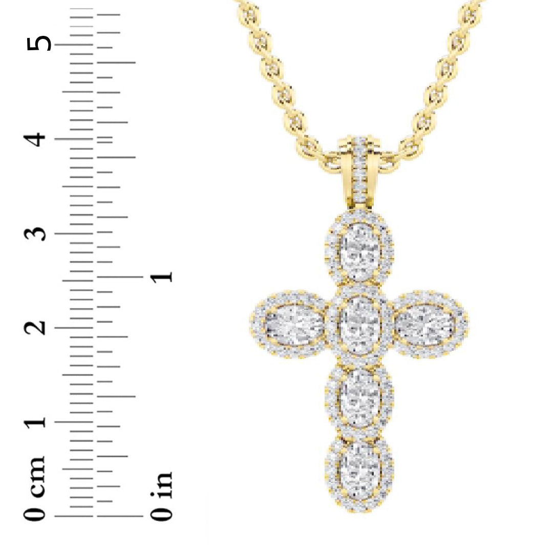 3CTW Oval Lab-Grown Diamond Prong Cross Pendant 93 Stones