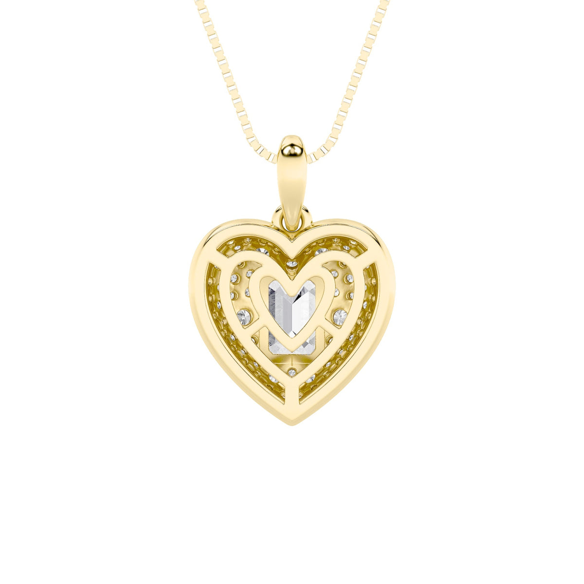 2CTW Emerald Lab-Grown Diamond Prong Pave Accented Heart Pendant 96 Stones