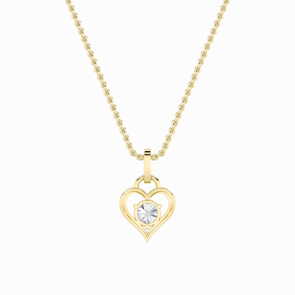 1.5CTW Round Lab-Grown Diamond Prong Heart Pendant 8 Stones