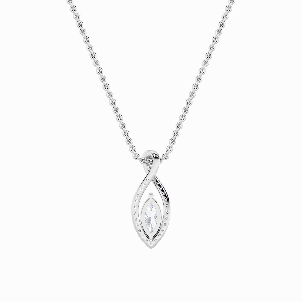 1.25CTW Marquise Lab-Grown Diamond Prong Heart Pendant 30 Stones