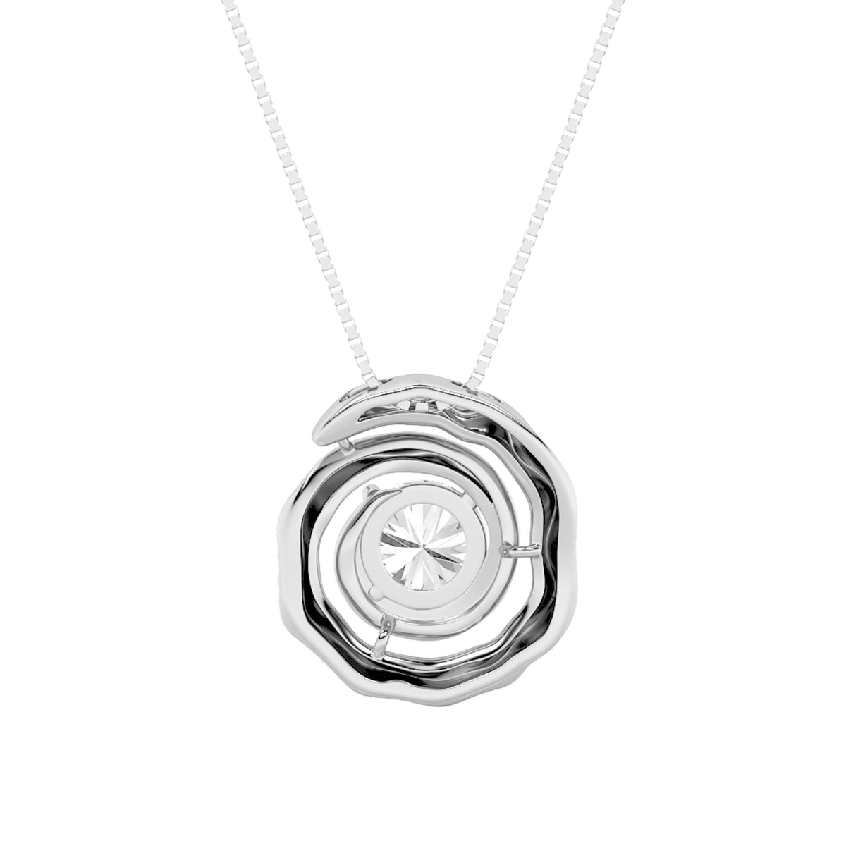 1CTW Round Lab-Grown Diamond Prong Organic Design Solitaire Pendant 1 Stone