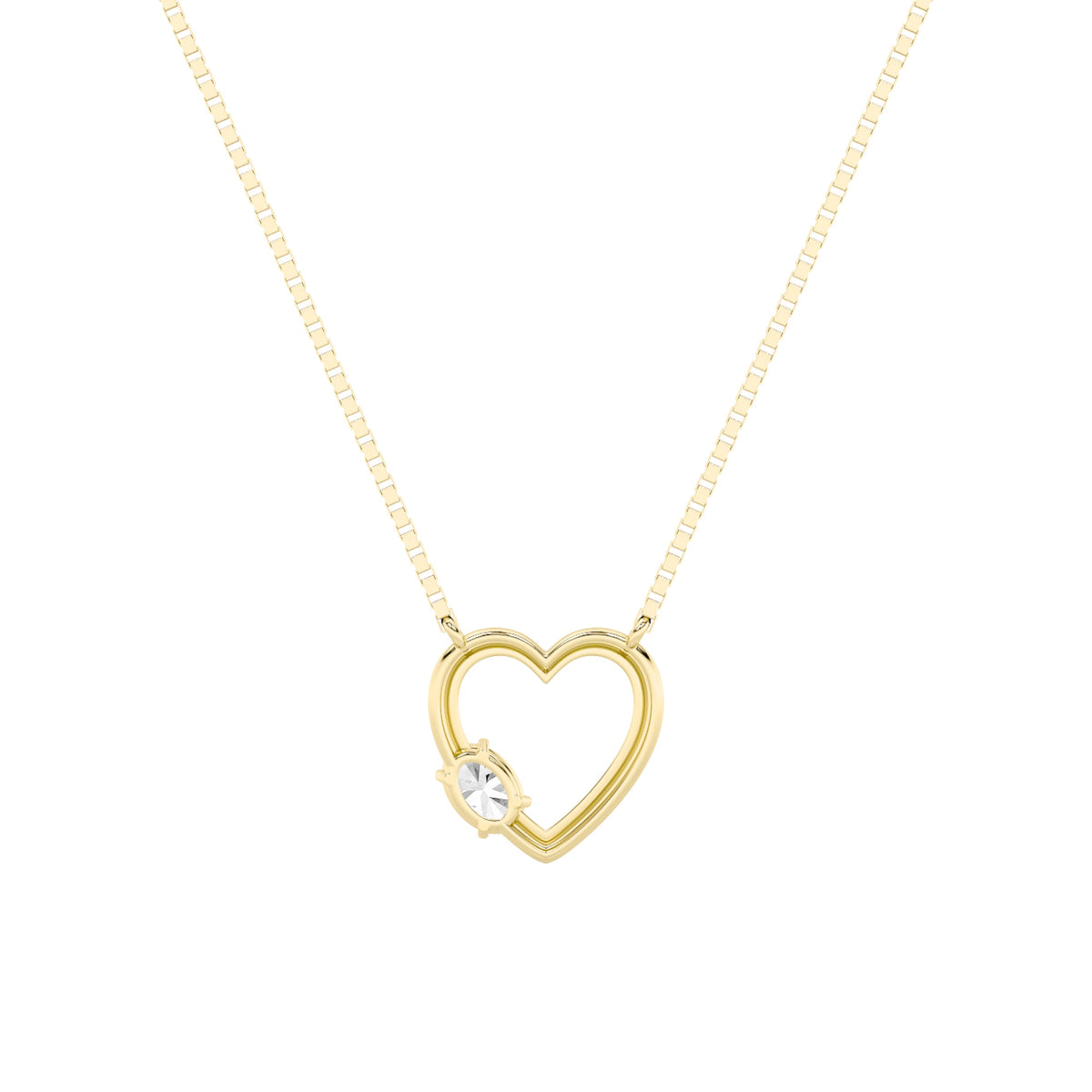 0.5CTW Oval Lab-Grown Diamond Prong Heart Necklace 1 Stone