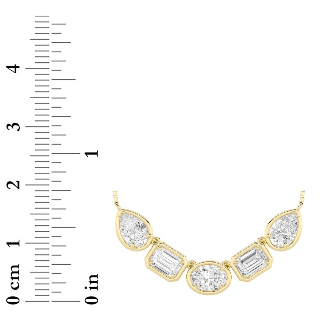 2.5CTW Oval Lab-Grown Diamond Prong Five Stone Necklace 5 Stones