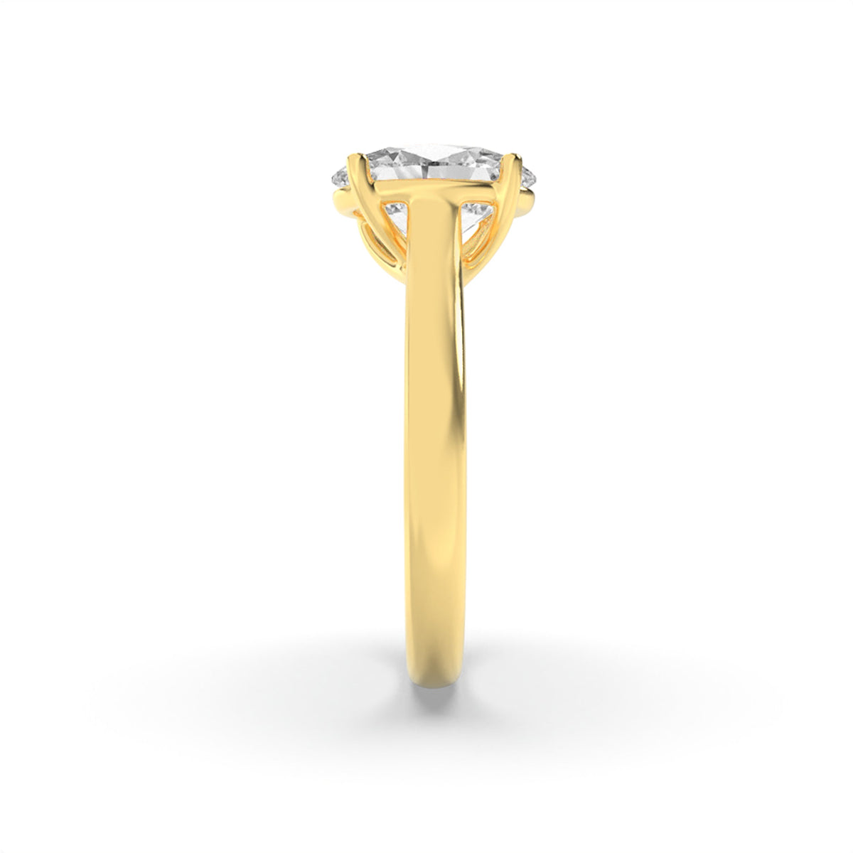 3CTW Oval Lab-Grown Diamond Prong Plain Cathedral Trellis Shank Solitaire Engagement Ring 1 Stone