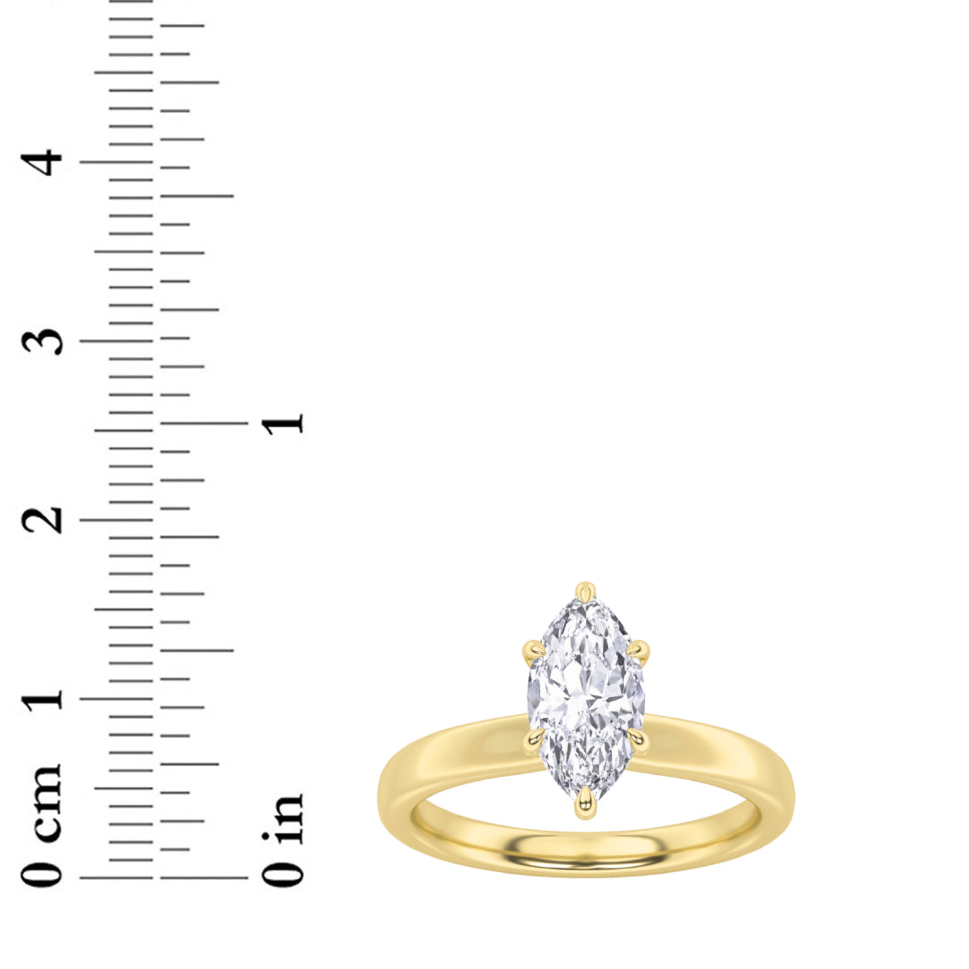 3CTW Marquise Lab-Grown Diamond Prong Hidden Halo Plain Shank Engagement Ring 16 Stones
