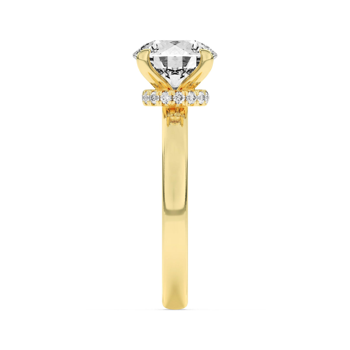 2.5CTW Round Lab-Grown Diamond Prong Hidden Halo Plain Shank Engagement Ring 16 Stones