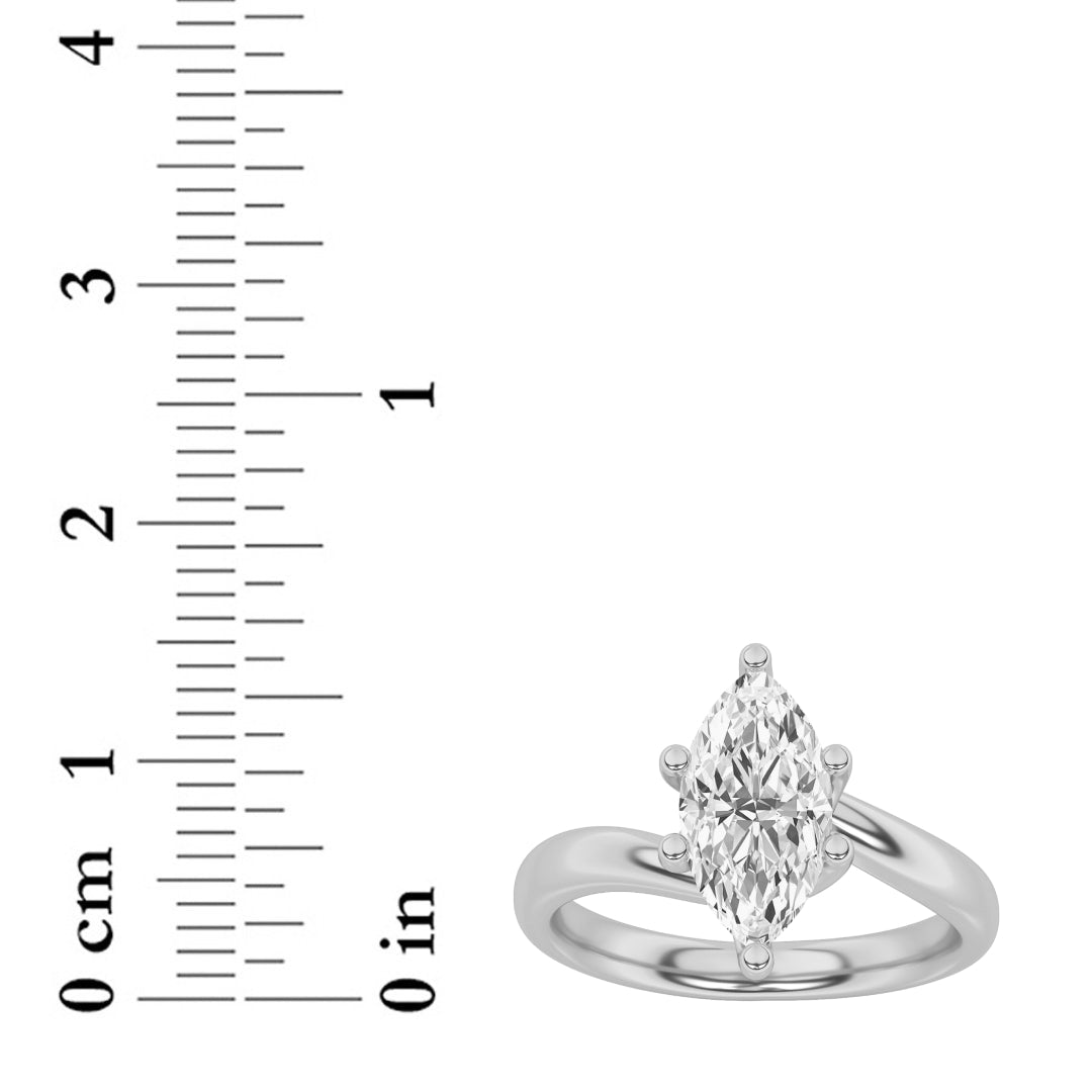 1CTW Marquise Lab-Grown Diamond Prong Bypass Shank Engagement Ring 1 Stone
