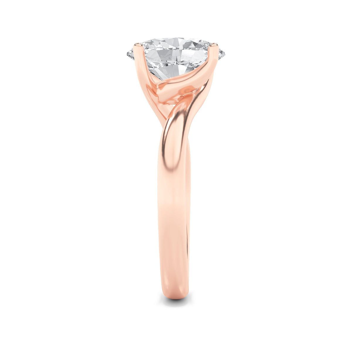 2CTW Oval Lab-Grown Diamond Prong Bypass Shank Engagement Ring 1 Stone
