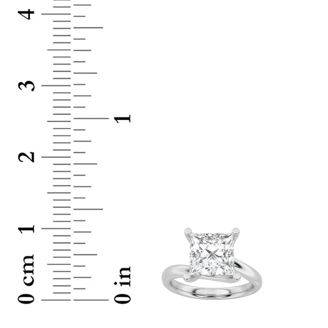 3CTW Princess Lab-Grown Diamond Prong Bypass Shank Engagement Ring 1 Stone