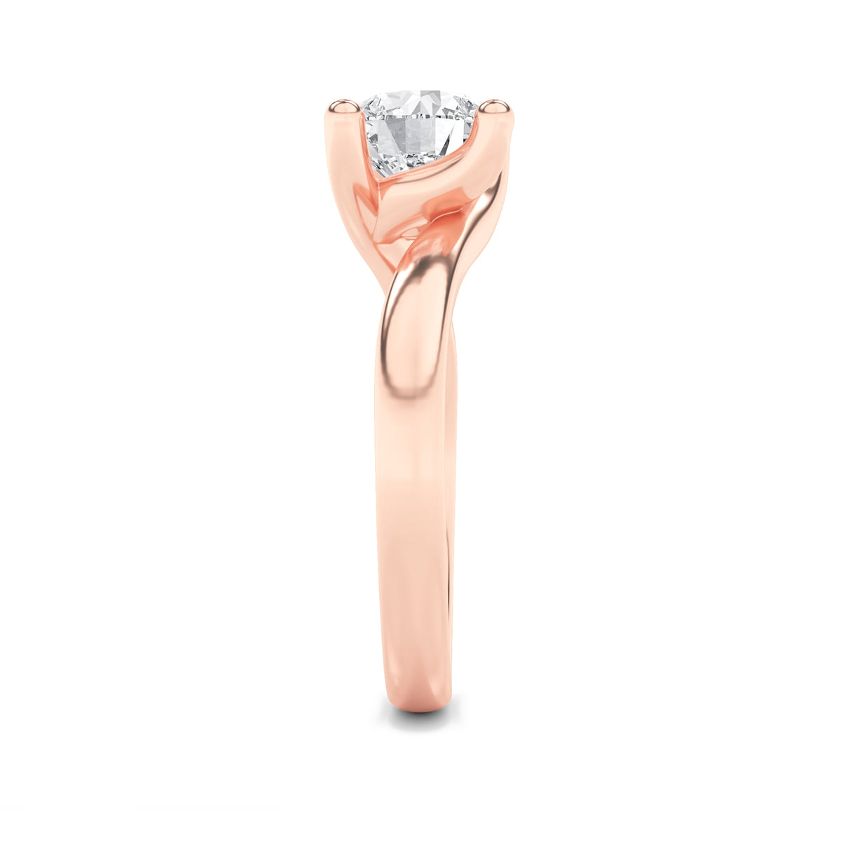 1CTW Round Lab-Grown Diamond Prong Bypass Shank Engagement Ring 1 Stone 6.3mm Width