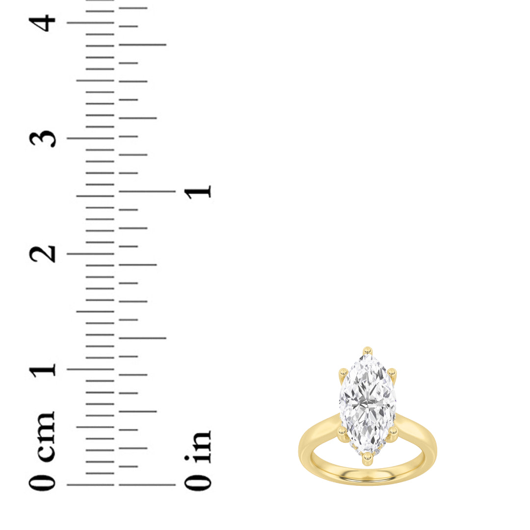 1CTW Marquise Lab-Grown Diamond Prong Hidden Halo Cathedral Shank Engagement Ring 11 Stones