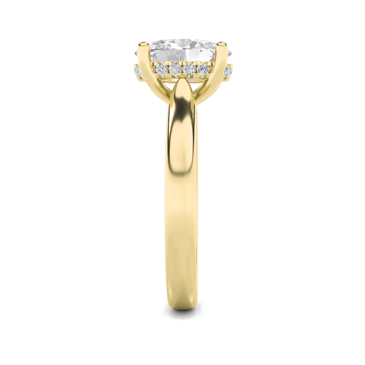 3CTW Oval Lab-Grown Diamond Prong Hidden Halo Cathedral Shank Engagement Ring 17 Stones