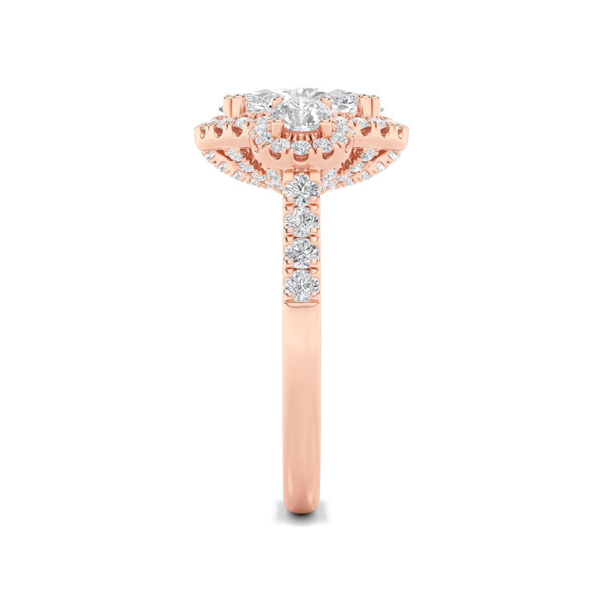 3CTW Oval Lab-Grown Diamond Prong Three Stone Accented Ring 89 Stones