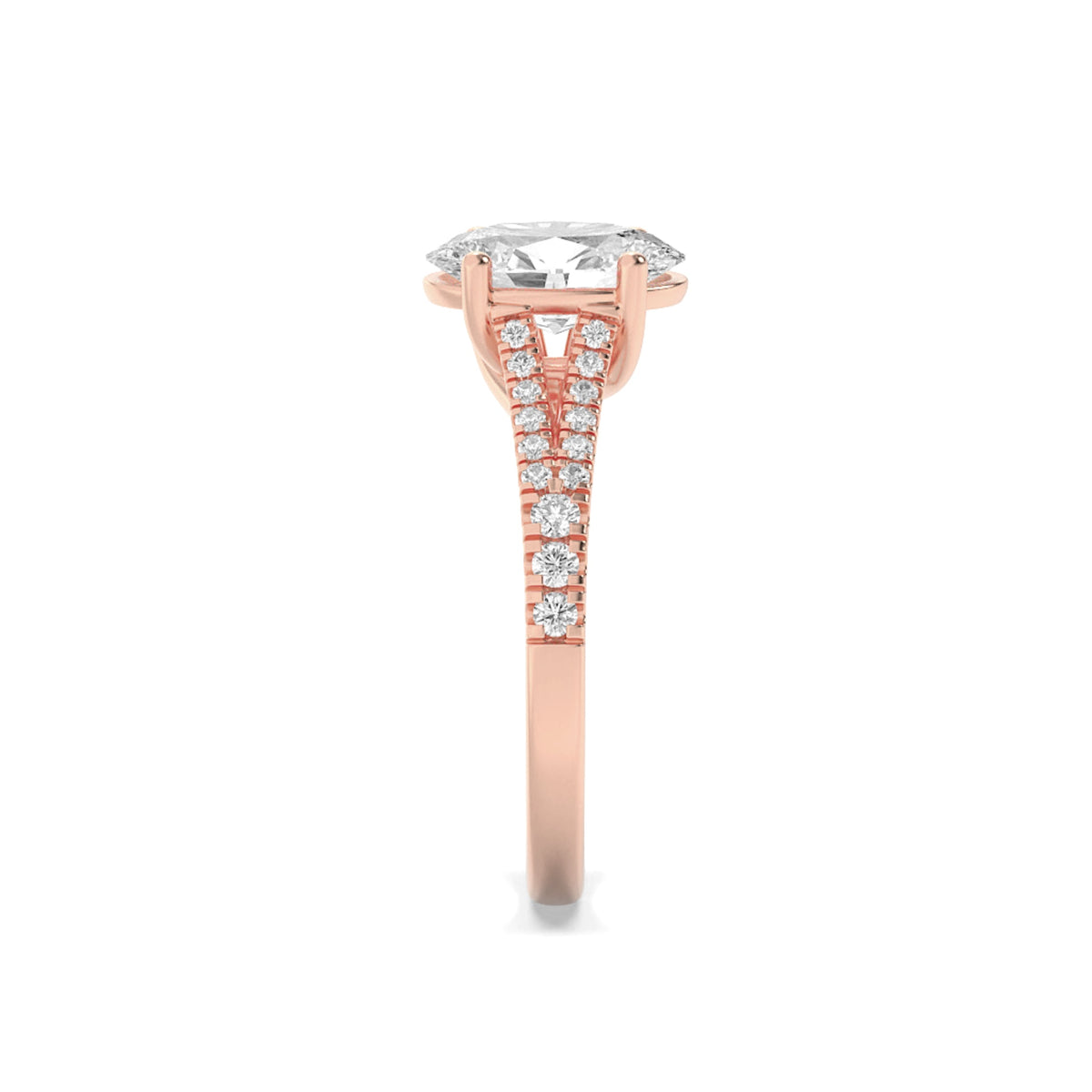 2CTW Oval Lab-Grown Diamond Prong Split Shank Trellis Engagement Ring 31 Stones