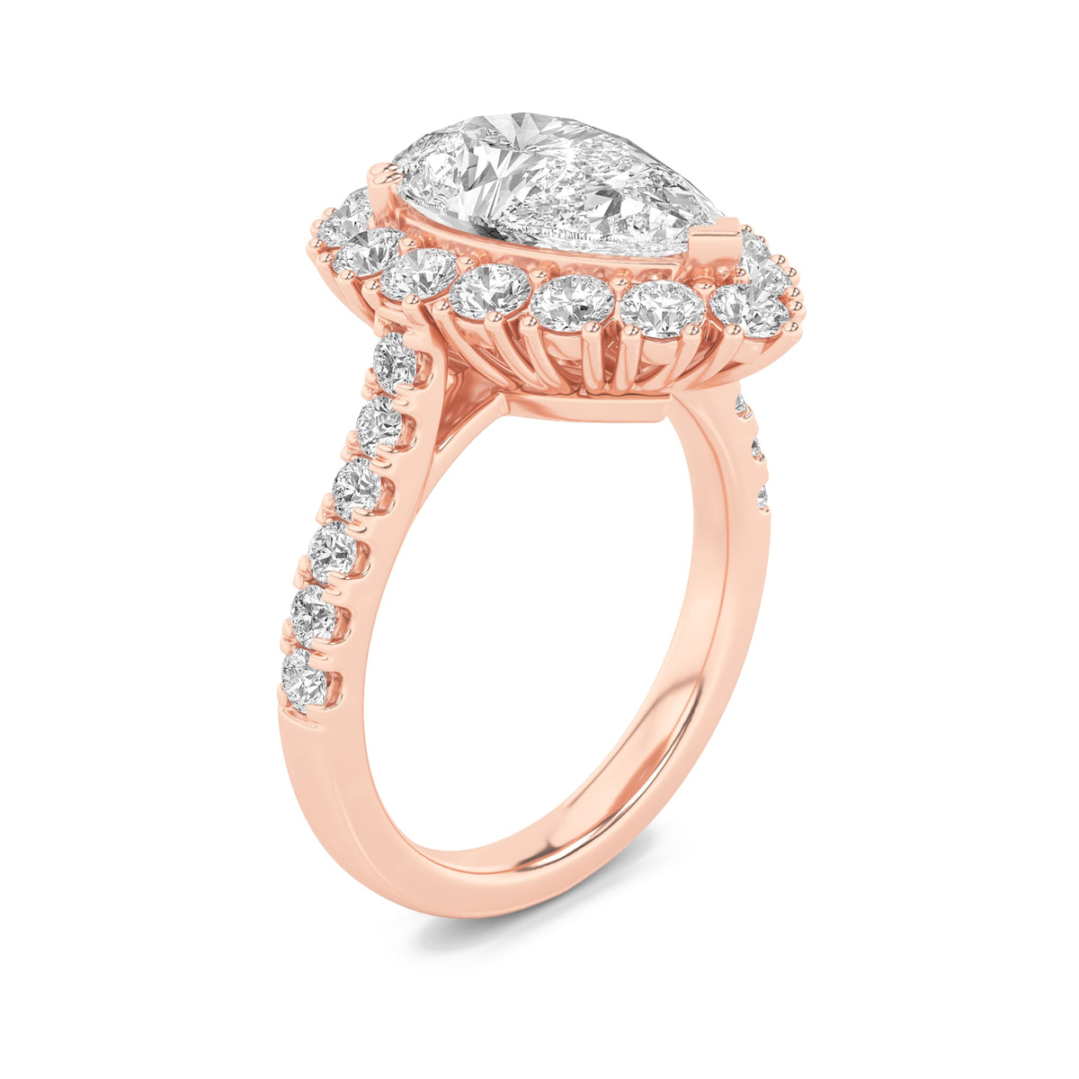 4CTW Pear Lab-Grown Diamond Prong Bold Classic Engagement Ring 28 Stones