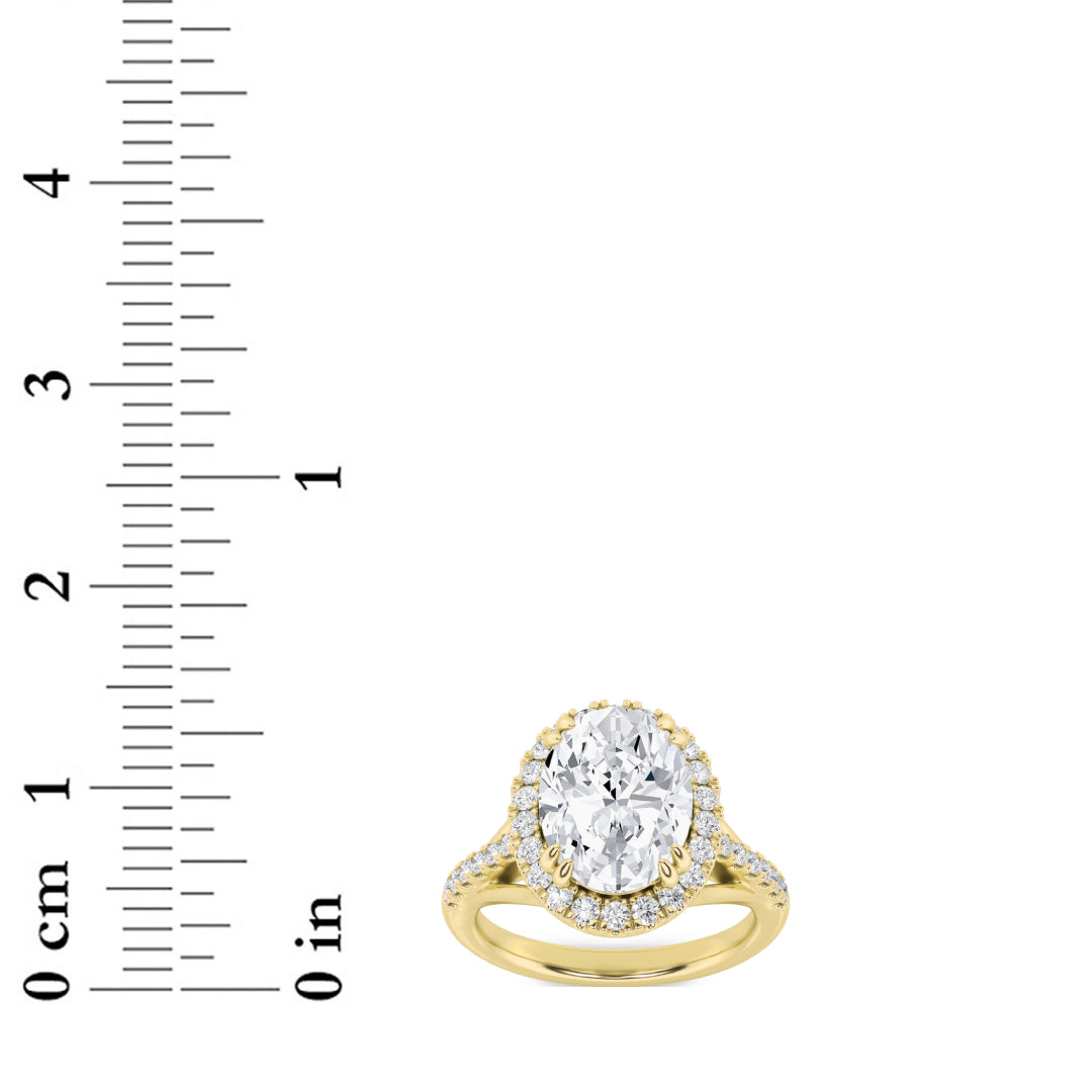 3CTW Oval Lab-Grown Diamond Prong Halo Accented Engagement Ring 37 Stones