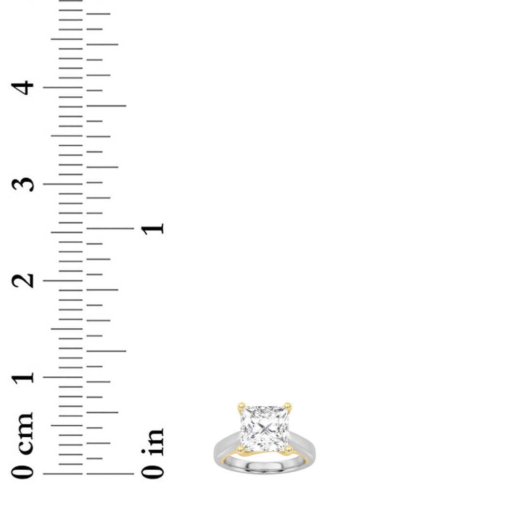 1CTW Princess Lab-Grown Diamond Prong Two Tone Cathedral Shank Engagement Ring 1 Stone