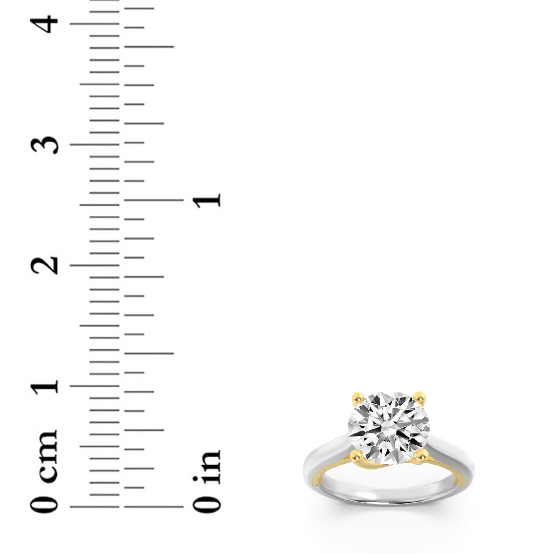 2.5CTW Round Lab-Grown Diamond Prong Two Tone Cathedral Shank Engagement Ring 1 Stone
